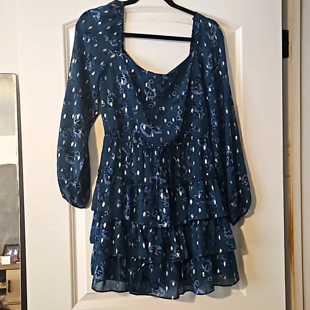 Teal/ gold Dress
